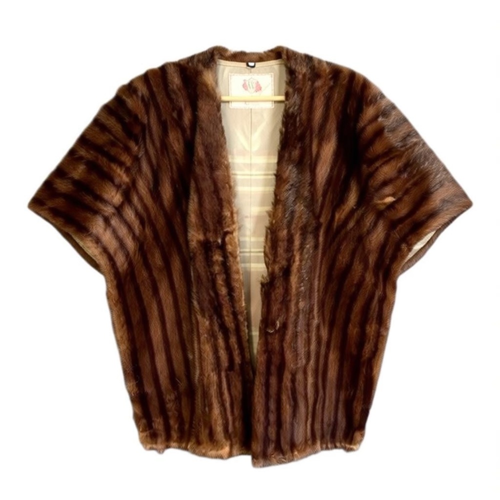 Vintage Genuine Mink‎ Fur Stole Shrug Cape Wrap Shawl Bride Wedding Mob Wife OS